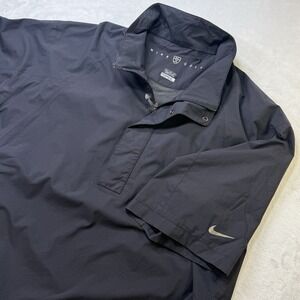 Nike Golf Storm-Fit Pullover Jacket Mens XL Black Packable Rain Wind Shield Logo